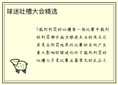 球迷吐槽大会精选